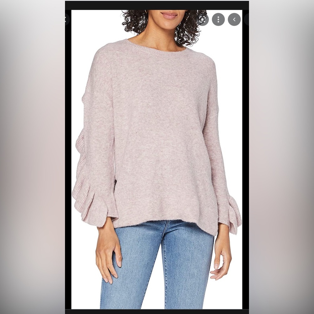 French Connection Frill Knit Ruffled Wool Blend Sweater
